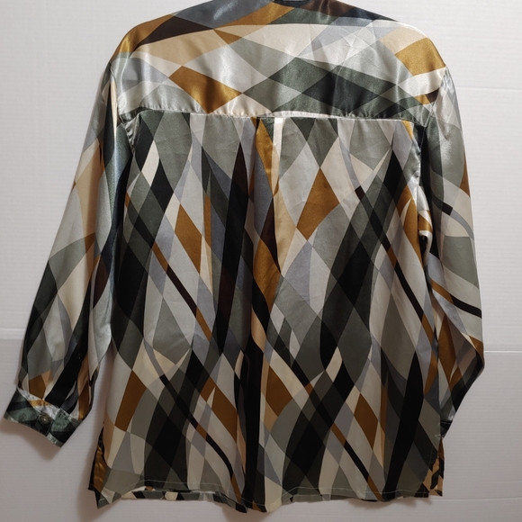 Vintage button down blouse green size large - Picture 4 of 5